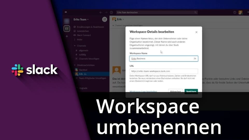Slack Workspace umbenennen | Tutorial: Vorschaubild zum YouTube-Tutorial von TechnikShavo