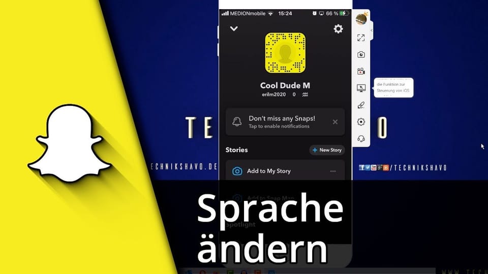 Snapchat Sprache ändern | Tutorial: Vorschaubild zum YouTube-Tutorial von TechnikShavo