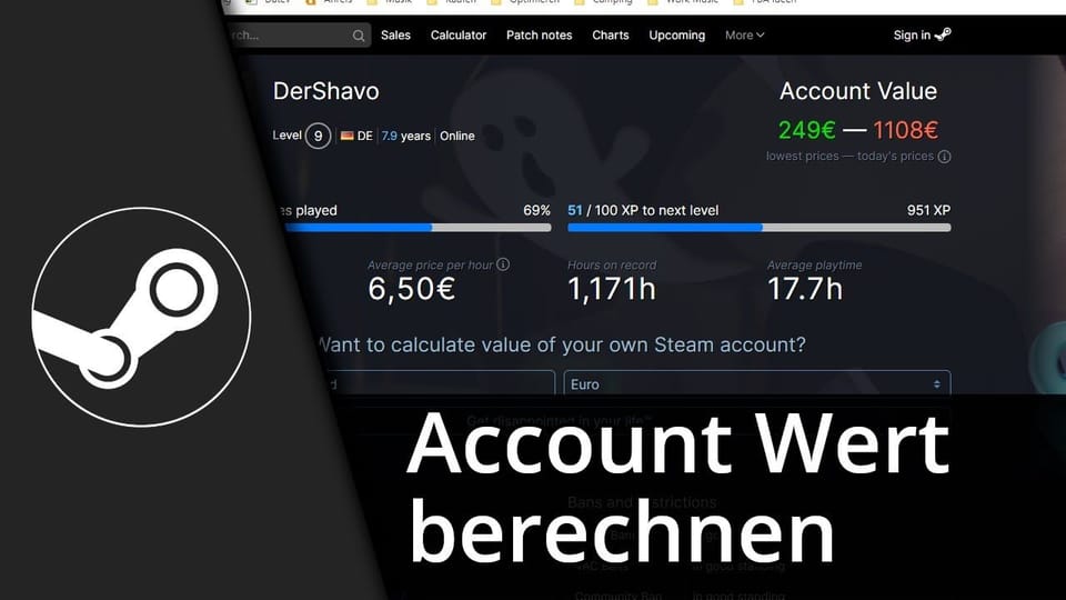 Steam Account Wert berechnen | Tutorial: Vorschaubild zum YouTube-Tutorial von TechnikShavo
