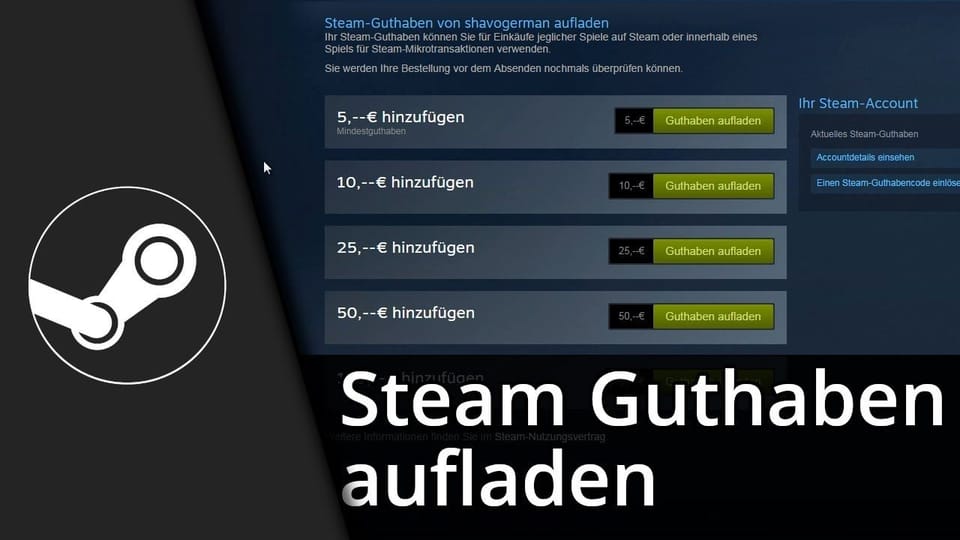 Steam Guthaben aufladen | Steam Tutorial: Vorschaubild zum YouTube-Tutorial von TechnikShavo