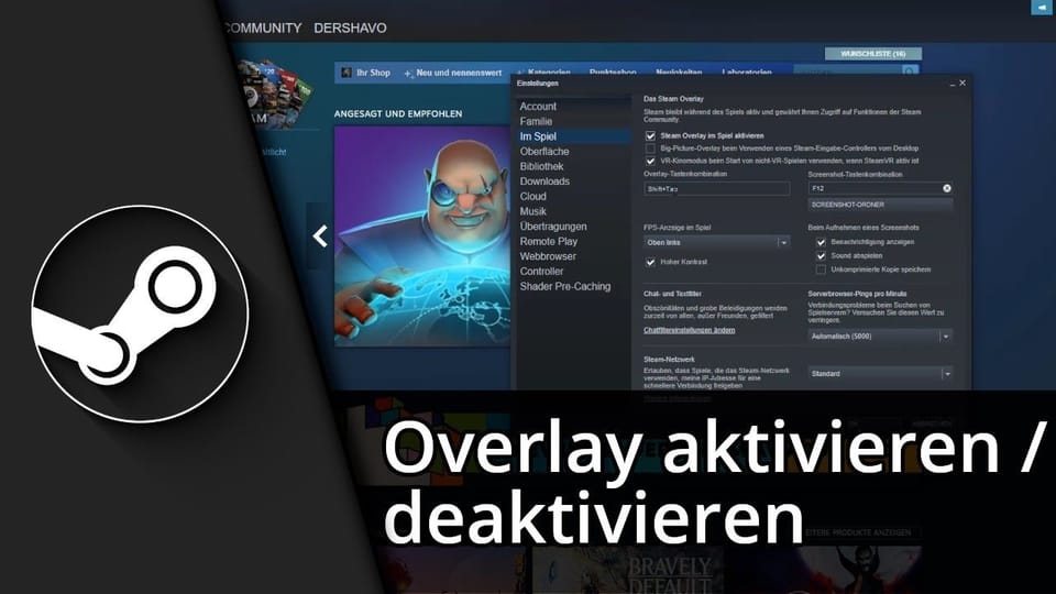 Steam Overlay aktivieren / deaktivieren / Tastenkombination ändern | Tutorial: Vorschaubild zum YouTube-Tutorial von TechnikShavo