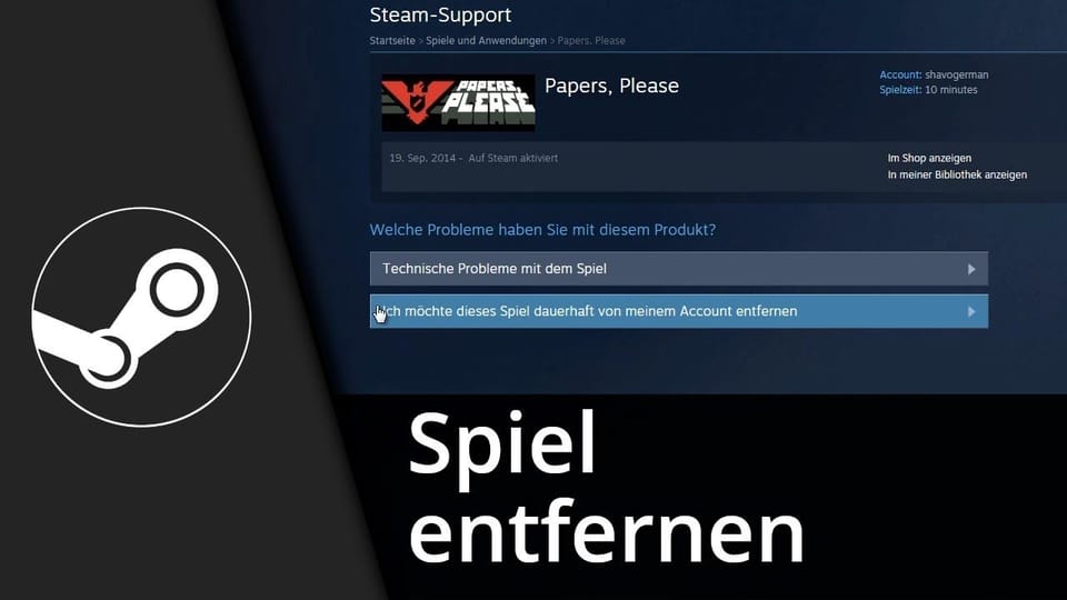 Steam Spiel entfernen (aus der Bibliothek) / Steam Spiel löschen | Tutorial: Vorschaubild zum YouTube-Tutorial von TechnikShavo