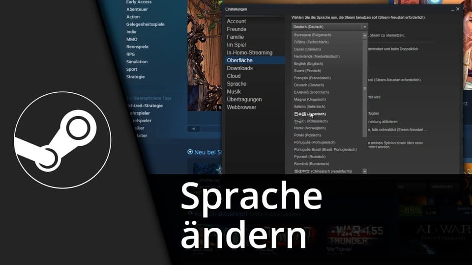 Steam Sprache ändern | Tutorial: Vorschaubild zum YouTube-Tutorial von TechnikShavo