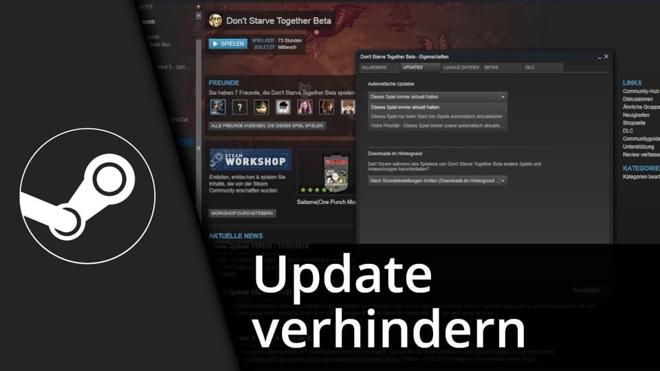 Steam Update verhindern / Patch verhindern | Tutorial: Vorschaubild zum YouTube-Tutorial von TechnikShavo