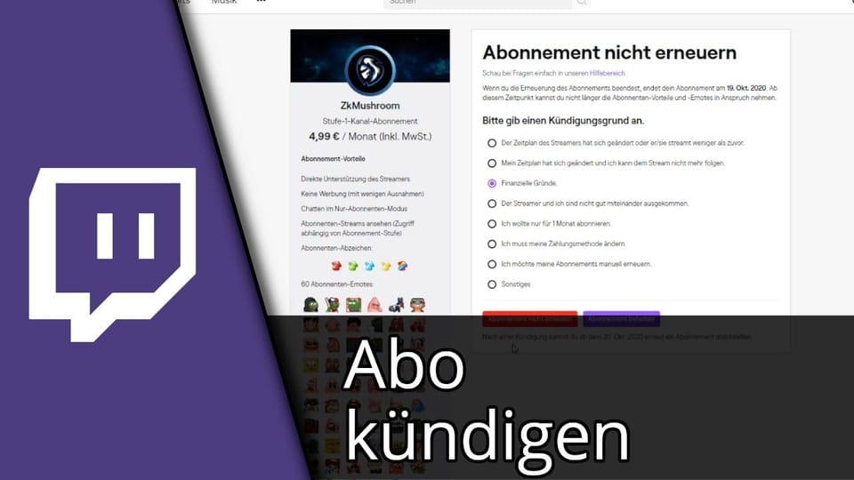 Twitch Abo kündigen / Twitch Abo beenden | Tutorial: Vorschaubild zum YouTube-Tutorial von TechnikShavo