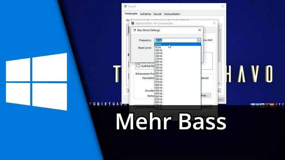 Windows 10 Bass einstellen und Bass Booster einschalten | Tutorial: Vorschaubild zum YouTube-Tutorial von TechnikShavo