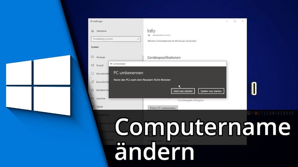 Windows 10 Computername ändern | Tutorial: Vorschaubild zum YouTube-Tutorial von TechnikShavo