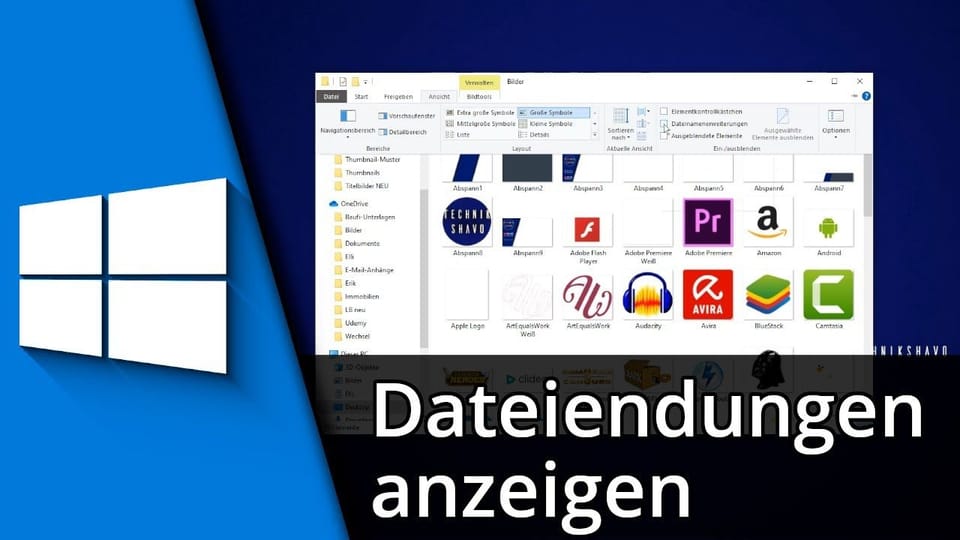 Windows 10 Dateiendungen anzeigen | Tutorial: Vorschaubild zum YouTube-Tutorial von TechnikShavo