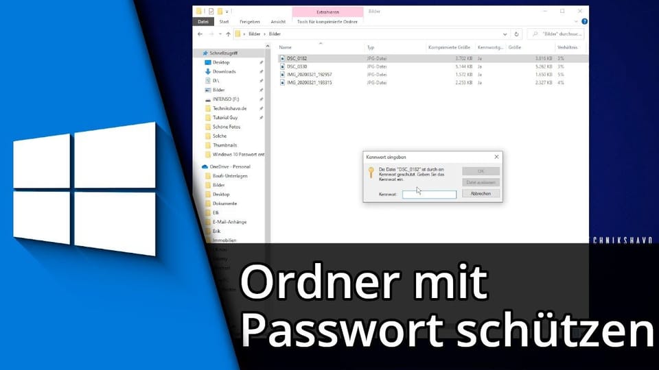 Windows 10 Ordner mit Passwort schützen | Tutorial: Vorschaubild zum YouTube-Tutorial von TechnikShavo