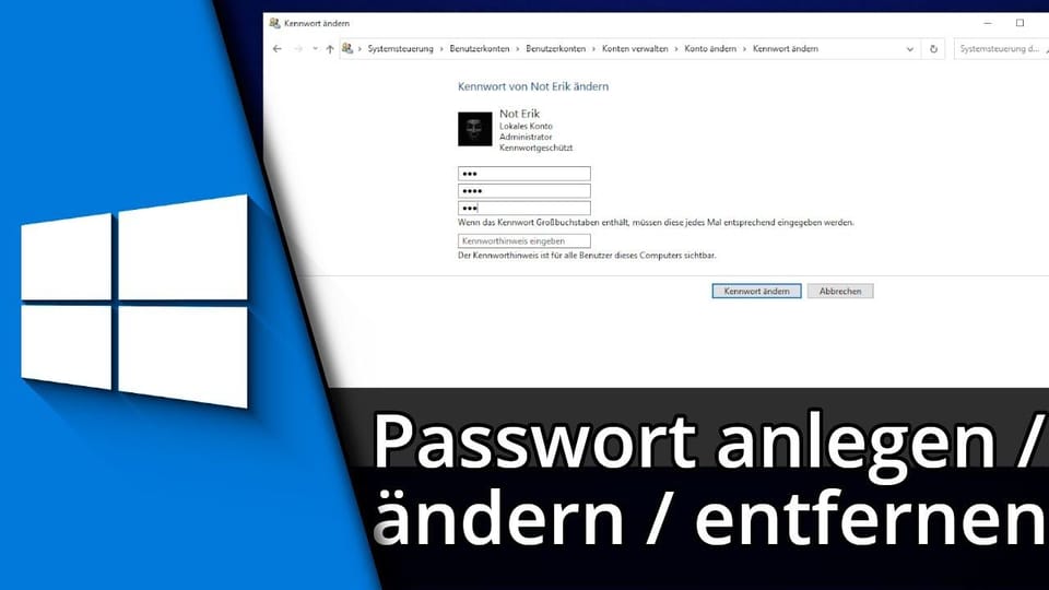 Windows 10 Passwort entfernen / ändern / anlegen | Tutorial: Vorschaubild zum YouTube-Tutorial von TechnikShavo