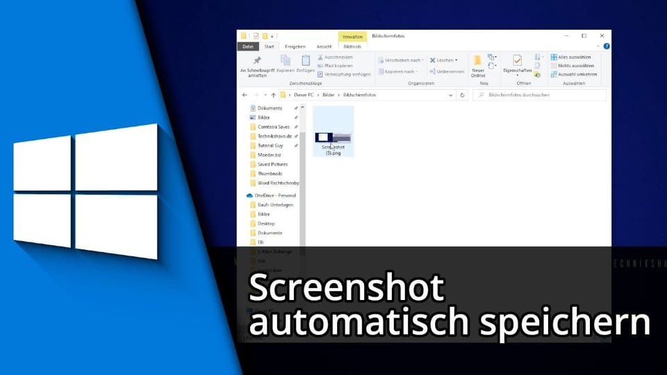 Windows 10 Screenshot automatisch speichern: Vorschaubild zum YouTube-Tutorial von TechnikShavo