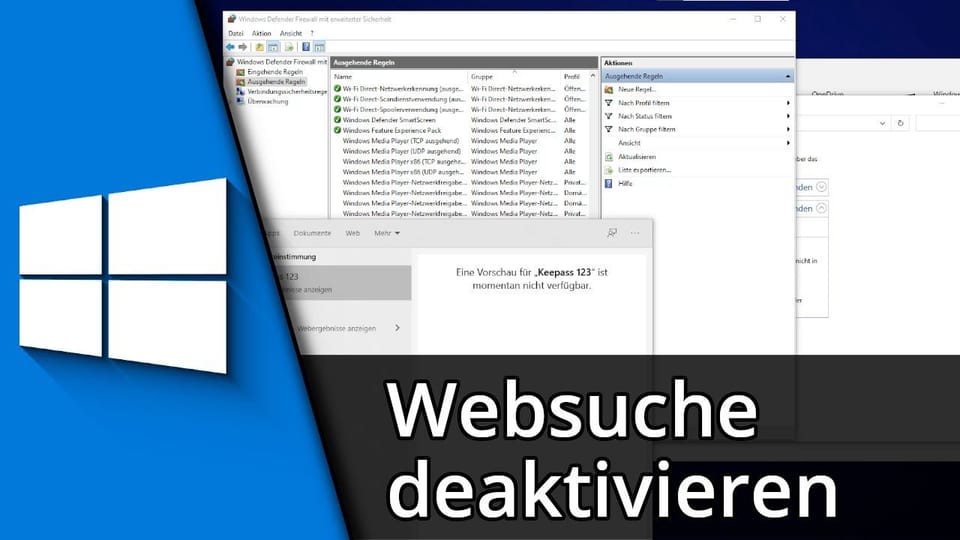Windows 10 Websuche deaktivieren | Tutorial: Vorschaubild zum YouTube-Tutorial von TechnikShavo