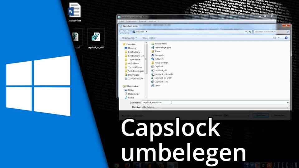 Windows Capslock umbelegen auf Shift-Taste | Tutorial: Vorschaubild zum YouTube-Tutorial von TechnikShavo