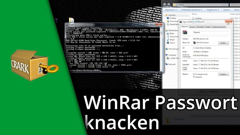 WinRar Passwort knacken / hacken | Tutorial: Vorschaubild zum YouTube-Tutorial von TechnikShavo