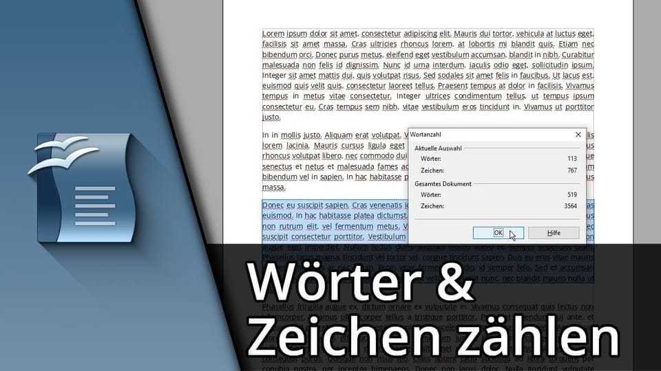 Wörter zählen in Open Office (+ Zeichen, Absätze & Zeilen): Vorschaubild zum YouTube-Tutorial von TechnikShavo