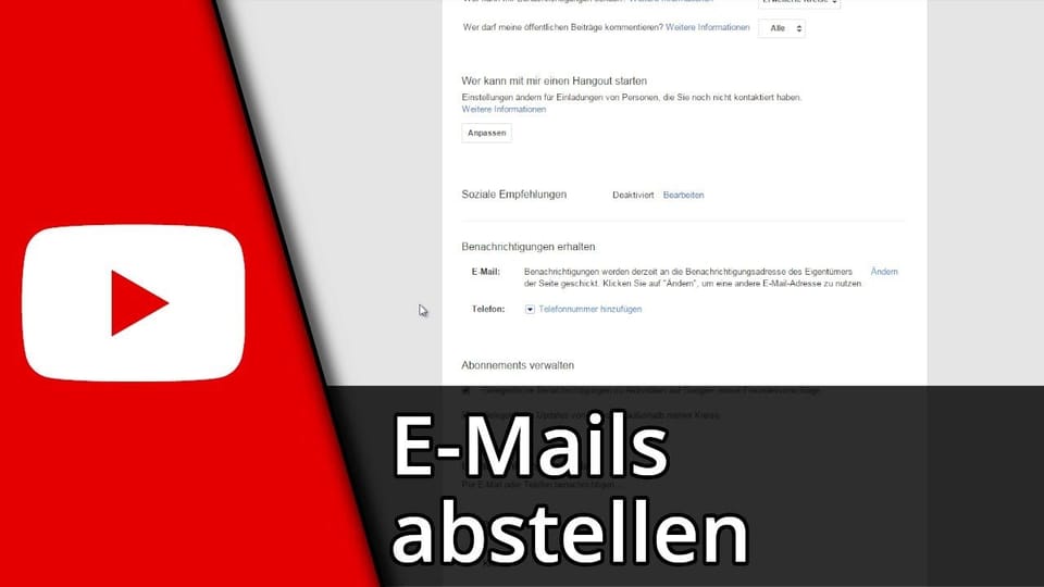 Youtube E-Mail Benachrichtigung ausschalten | Tutorial: Vorschaubild zum YouTube-Tutorial von TechnikShavo