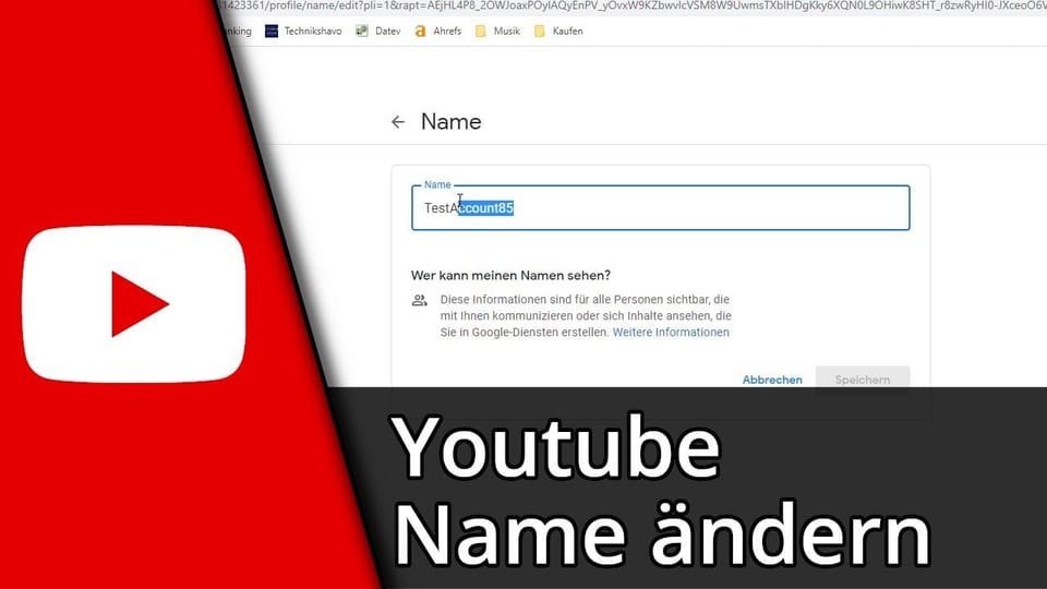 Youtube Name ändern | Tutorial: Vorschaubild zum YouTube-Tutorial von TechnikShavo