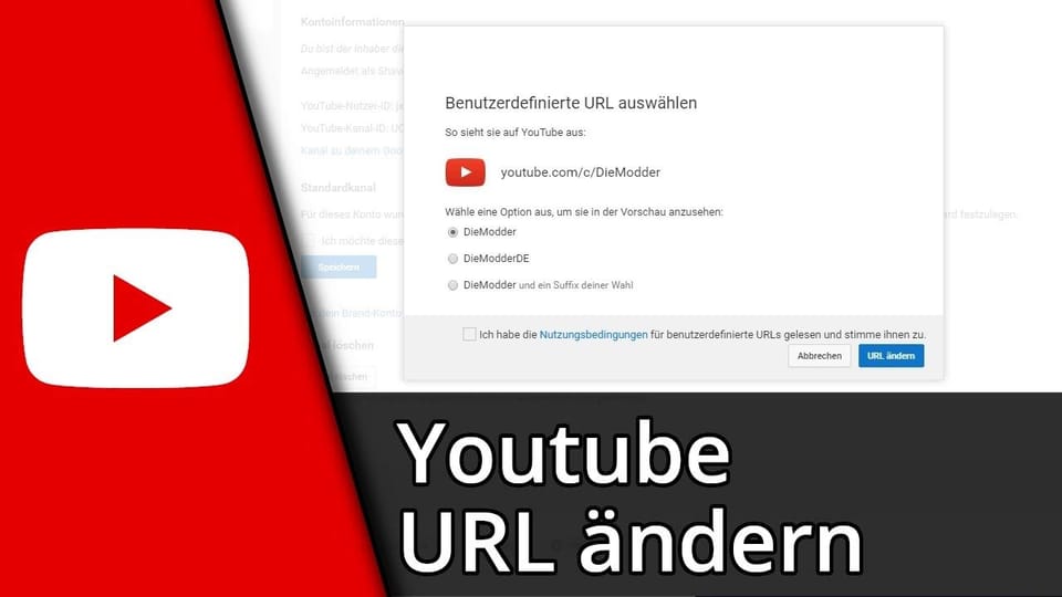 Youtube URL ändern / Kanal URL | Tutorial: Vorschaubild zum YouTube-Tutorial von TechnikShavo