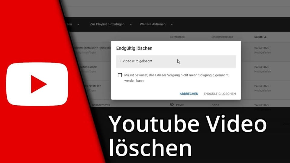 Youtube Video löschen (einzeln oder mehrere) in 2020 | Tutorial: Vorschaubild zum YouTube-Tutorial von TechnikShavo