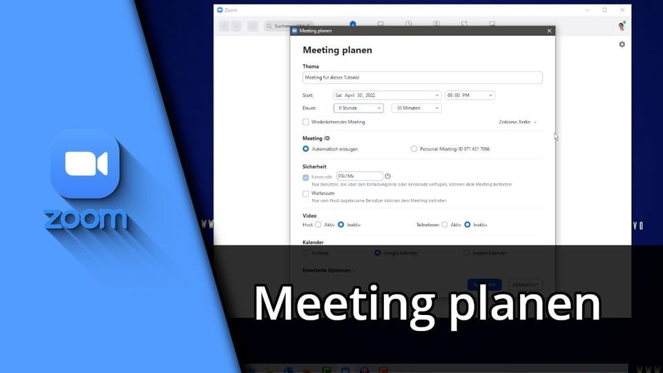 Zoom Meeting planen | Tutorial: Vorschaubild zum YouTube-Tutorial von TechnikShavo