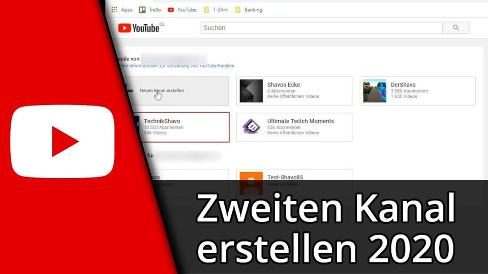 Tutorial | Zweiten Youtube Kanal erstellen in 2020: Vorschaubild zum YouTube-Tutorial von TechnikShavo