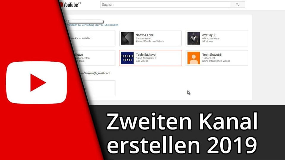 Zweiten Youtube Kanal erstellen 2019 | Youtube Tutorial: Vorschaubild zum YouTube-Tutorial von TechnikShavo