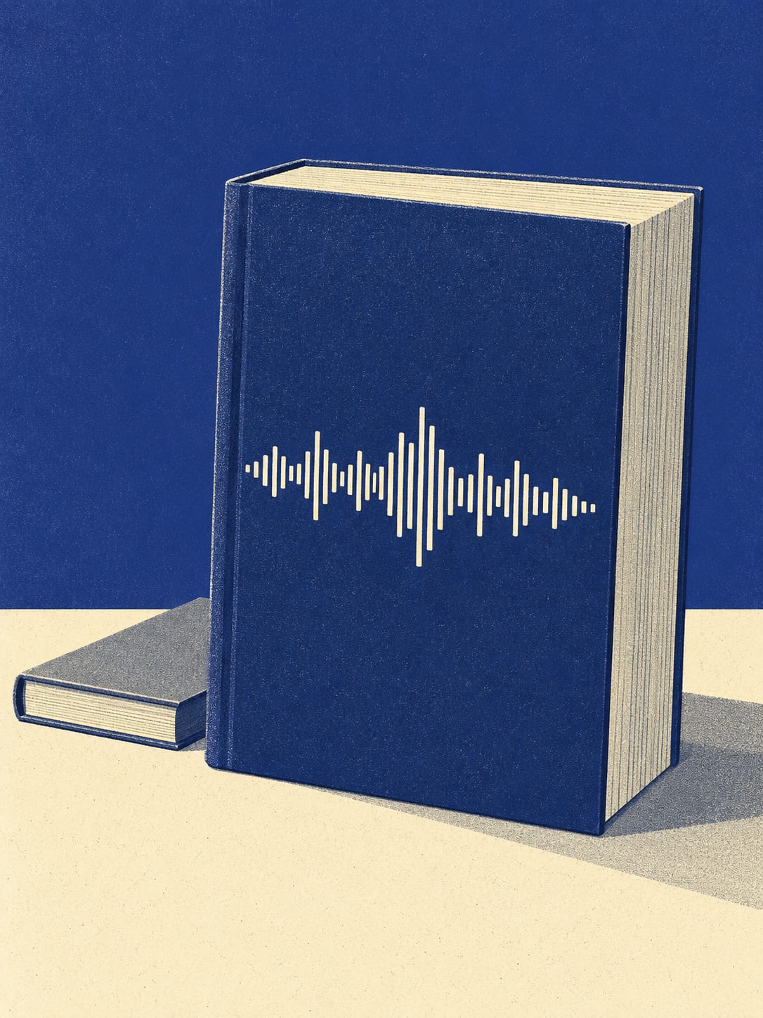 Dickes Audio-Handbuch mit Wellenform auf dem Umschlag Dickes Audio-Handbuch mit Wellenform auf dem Umschlag