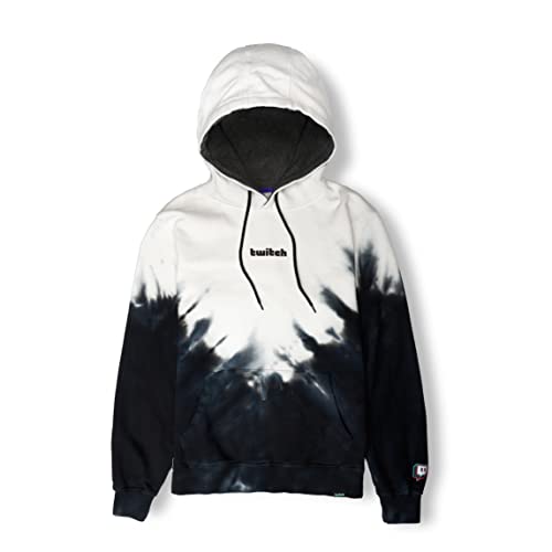 Twitch V Tie Dye Hoodie Sweatshirt White/Black - Large