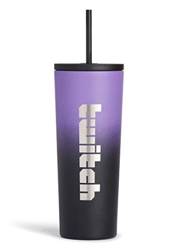 Twitch Tumbler Water Bottle with Straw (709 ml, 24 oz) - Purple