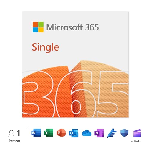 Microsoft 365 Single | 12 Monate, 1 Nutzer | Word, Excel, PowerPoint | 1TB...