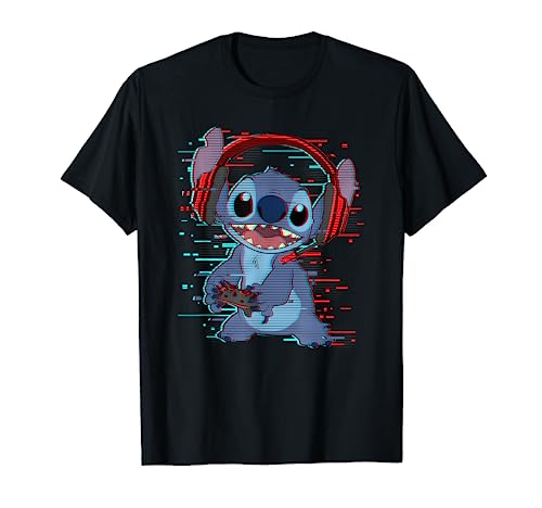 Disney Lilo & Stitch Gamer Glitch Headset and Controller T-Shirt