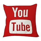 1WillLoanestore Youtube Icon Social-Media-Kissenbezug, 45,7 x 45,7 cm, 45,7 x 45,7 cm, kreativer modischer Kissenbezug aus Baumwollleinen