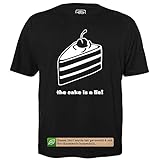 The Cake is a Lie - Herren T-Shirt für Geeks mit Spruch Motiv aus Bio-Baumwolle Kurzarm Rundhals Ausschnitt, Größe M