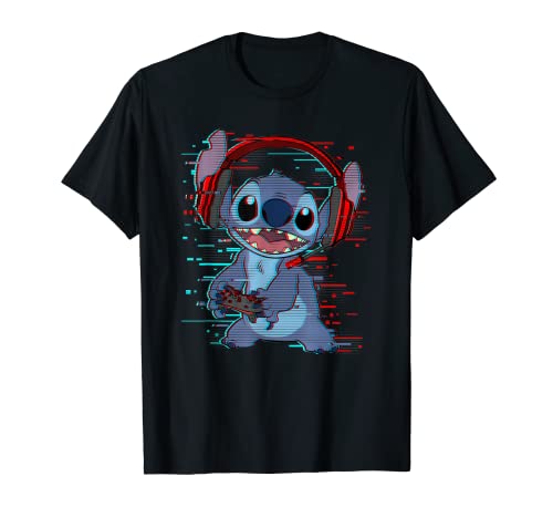 Disney Lilo & Stitch Gamer Glitch Headset and Controller T-Shirt