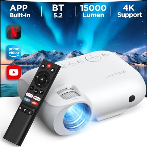 YOTON 【Eingebaut Netflix/YouTube】 Beamer WiFi Bluetooth - Native 1080P 15000...