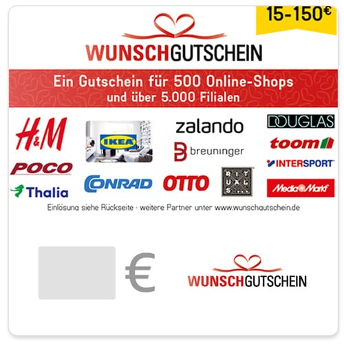 WUNSCHGUTSCHEIN das perfekte Geschenk - 500 Einlösepartner - für Deutschland -...