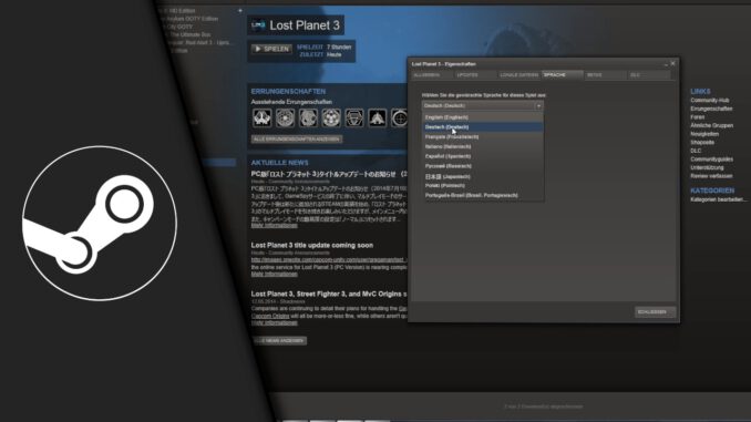 Steam Spielsprache ändern