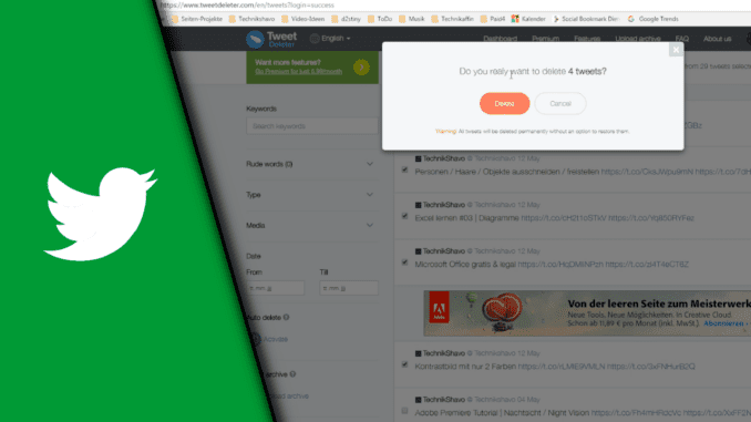 Twitter alle Tweets löschen