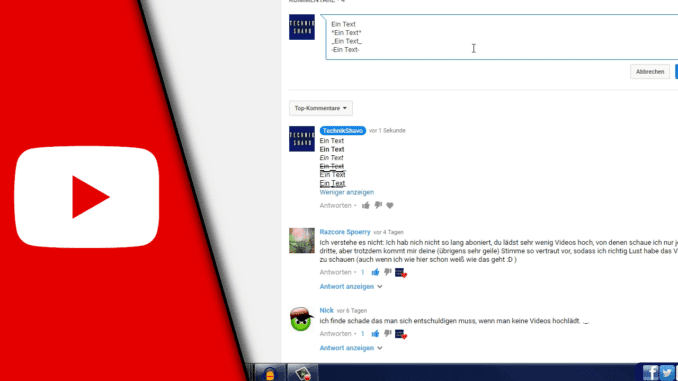 Youtube fett schreiben