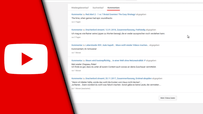 Youtube Kommentarverlauf