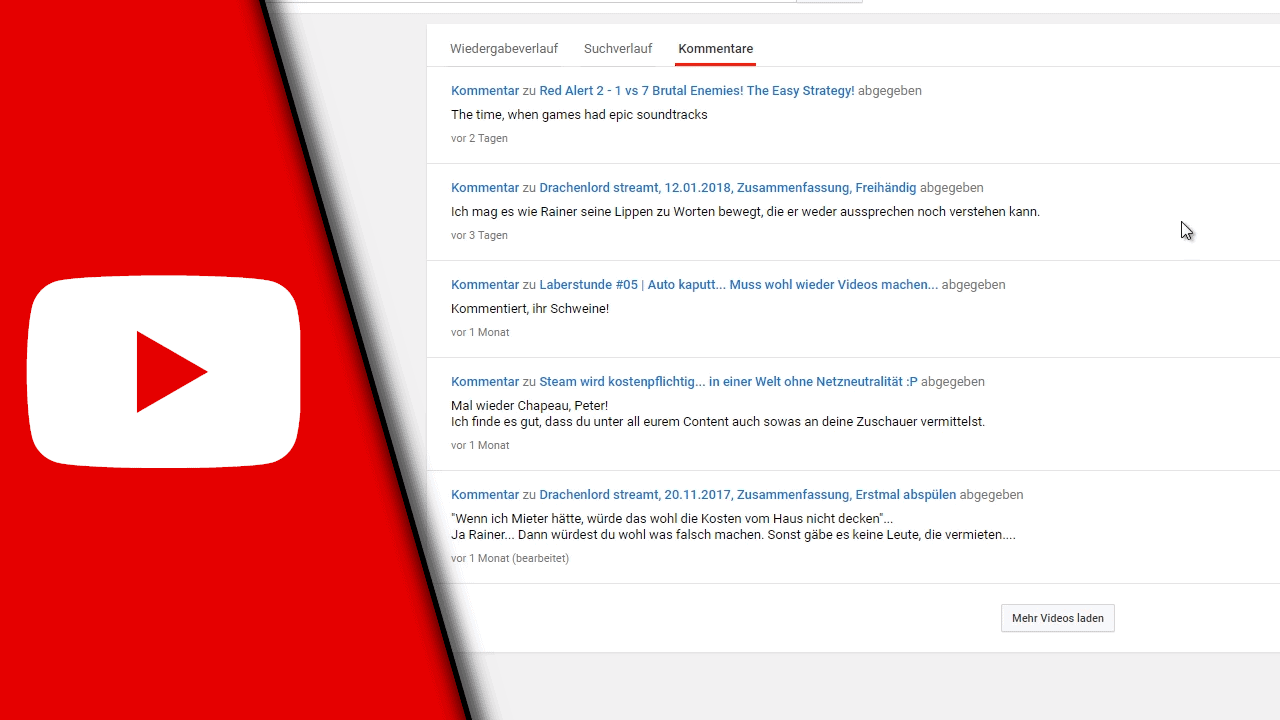 Youtube Kommentarverlauf / Youtube Kommentar löschen Tutorial