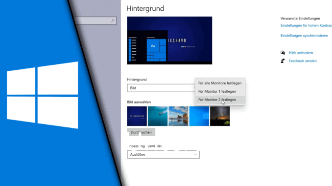 Unterschiedliche Hintergrundbilder mehrere Monitore