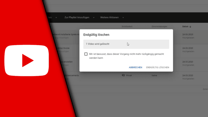 Youtube Video löschen