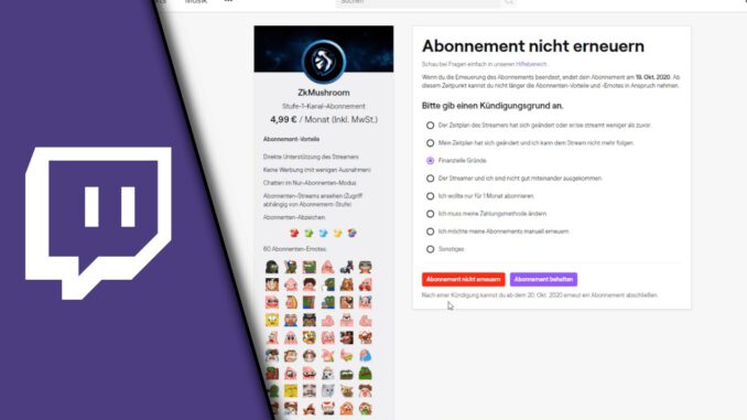 Twitch Abo kündigen