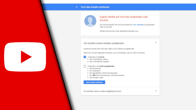 Youtube Kanal offline stellen