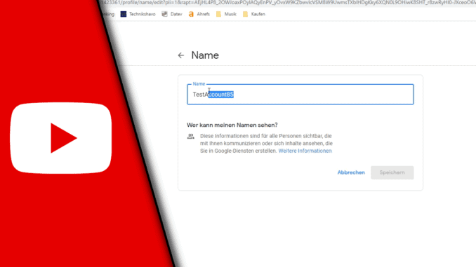 Youtube Name ändern