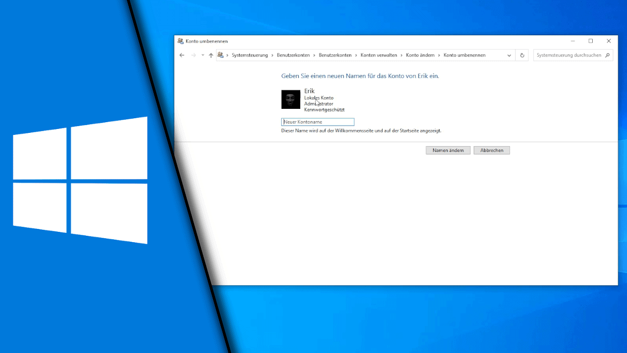 Windows 10 konto namen ändern