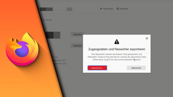 Firefox Passwörter exportieren