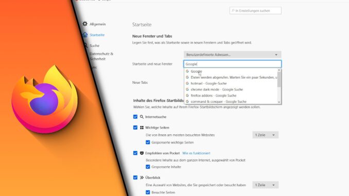 Firefox Startseite ändern