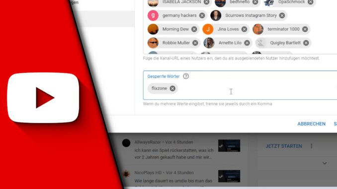 Flixzone in Youtube Kommentaren sperren